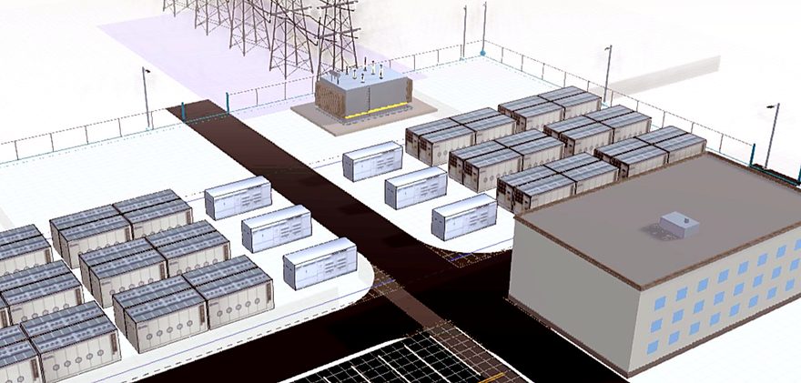 3D model of a battery storage project site